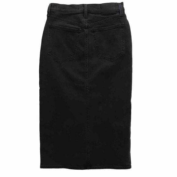 Aritzia Denim Forum 90s Matte Black Halle Stretch Knee Length Pencil Skirt Sz 26 - Picture 4 of 9